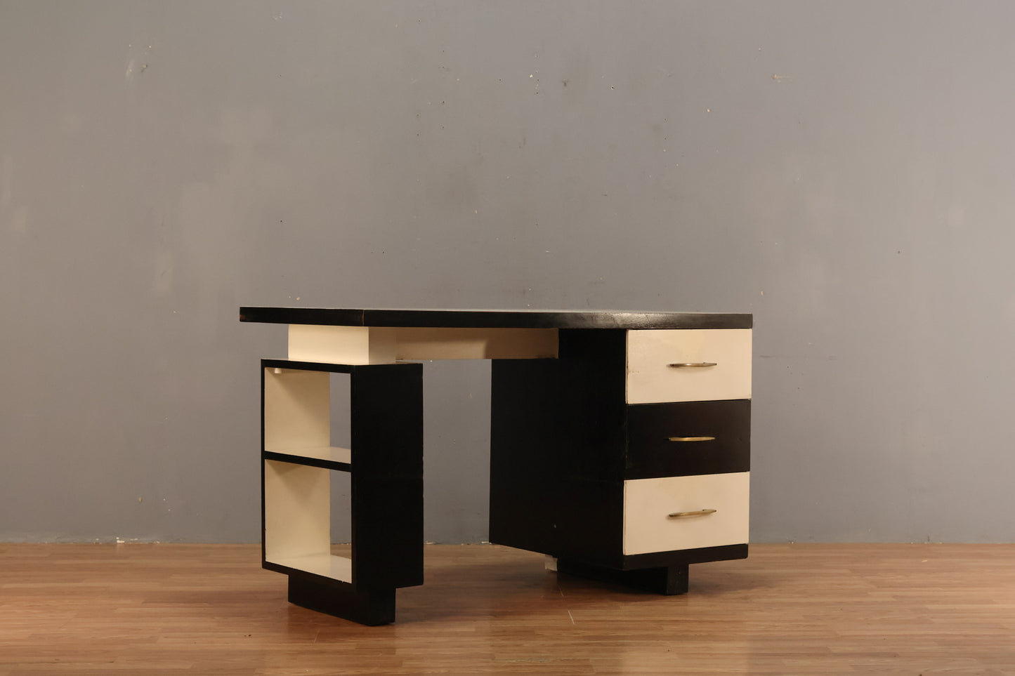 Boxy Black & White 3-Drawer Desk