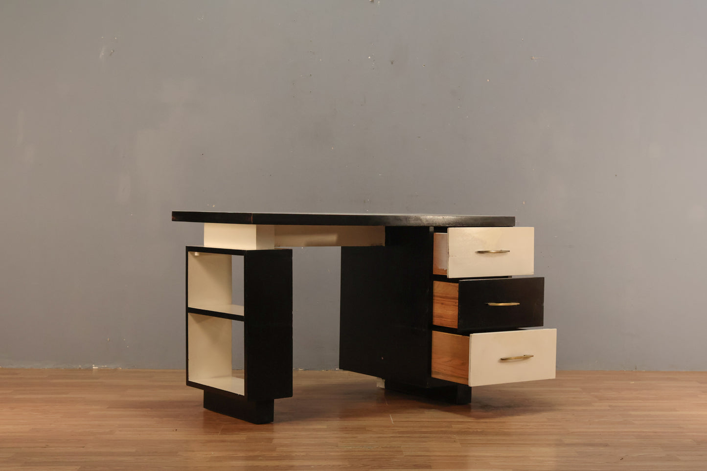 Boxy Black & White 3-Drawer Desk