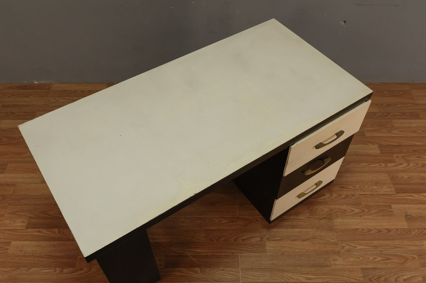 Boxy Black & White 3-Drawer Desk