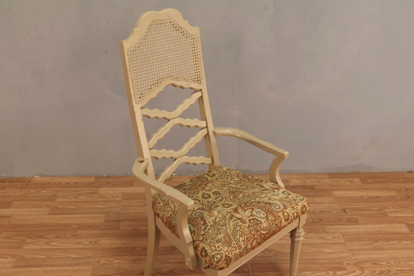Mid Century Cane & Paisley Armchair