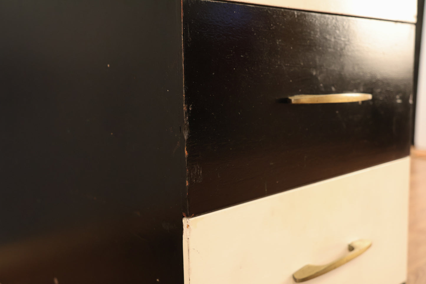 Boxy Black & White 3-Drawer Desk