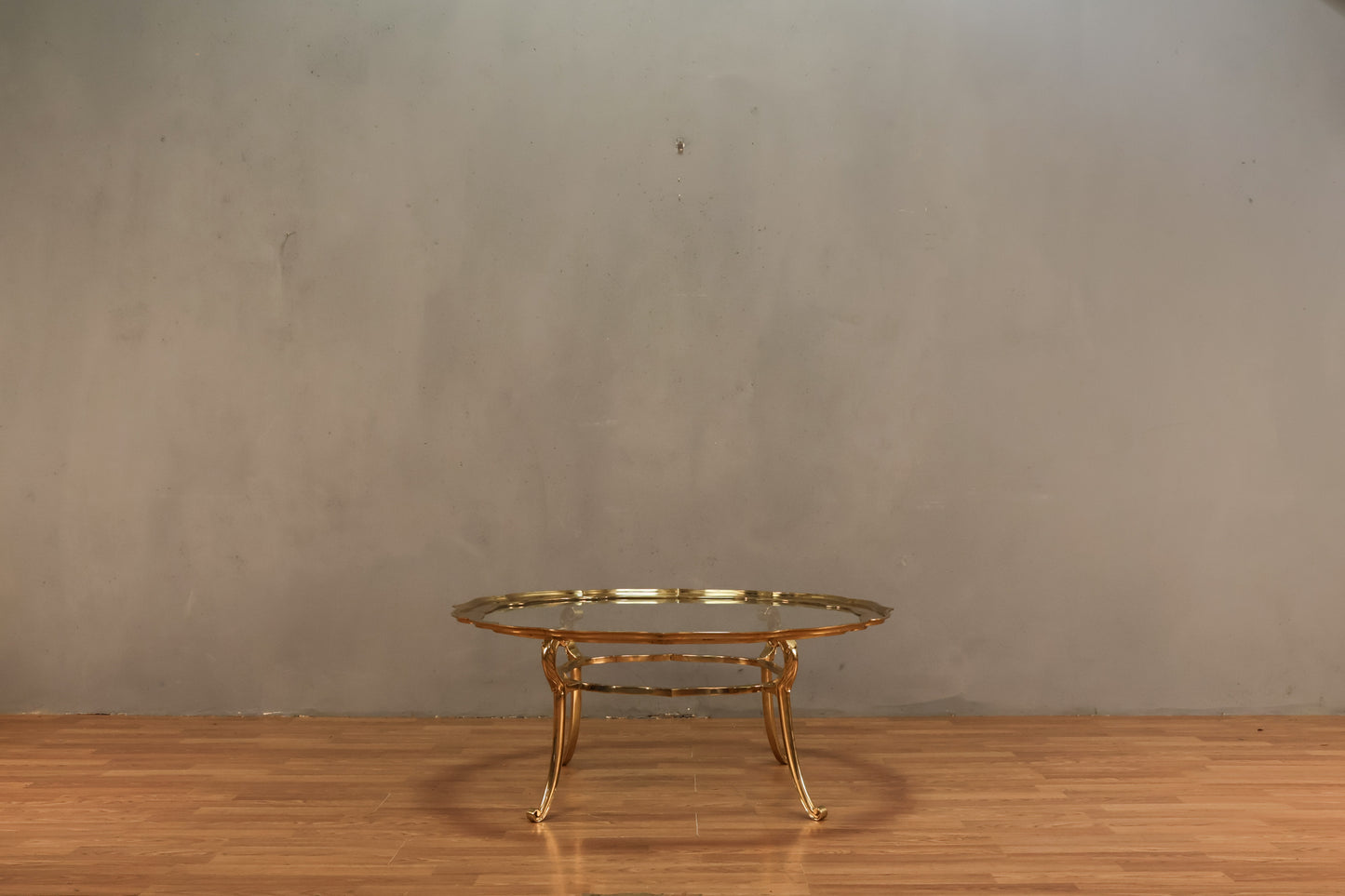 La Barge Scalloped Brass & Glass Coffee Table