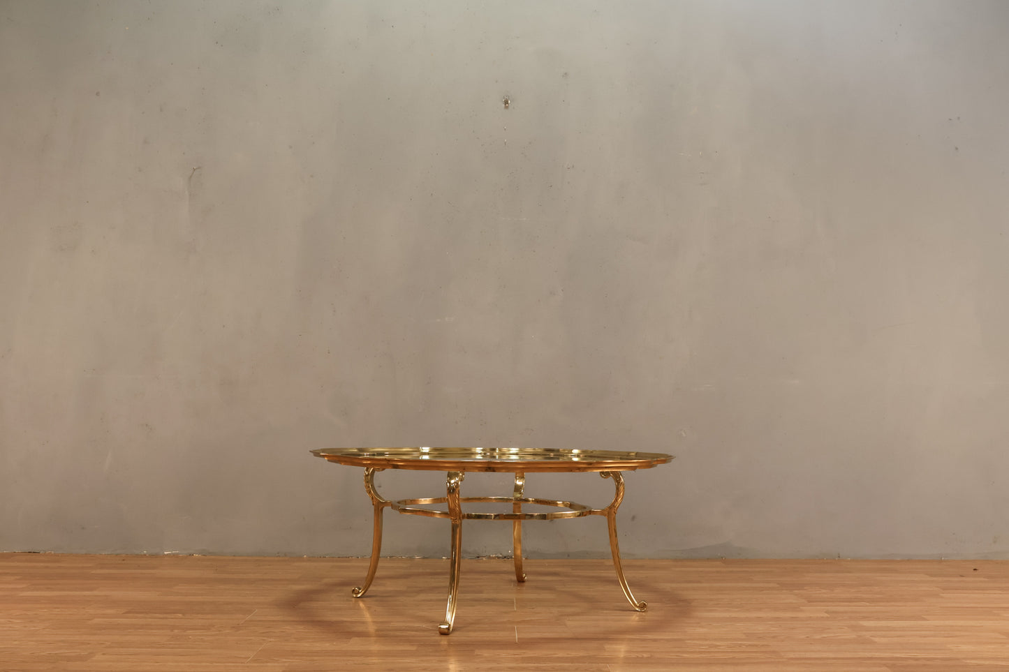 La Barge Scalloped Brass & Glass Coffee Table