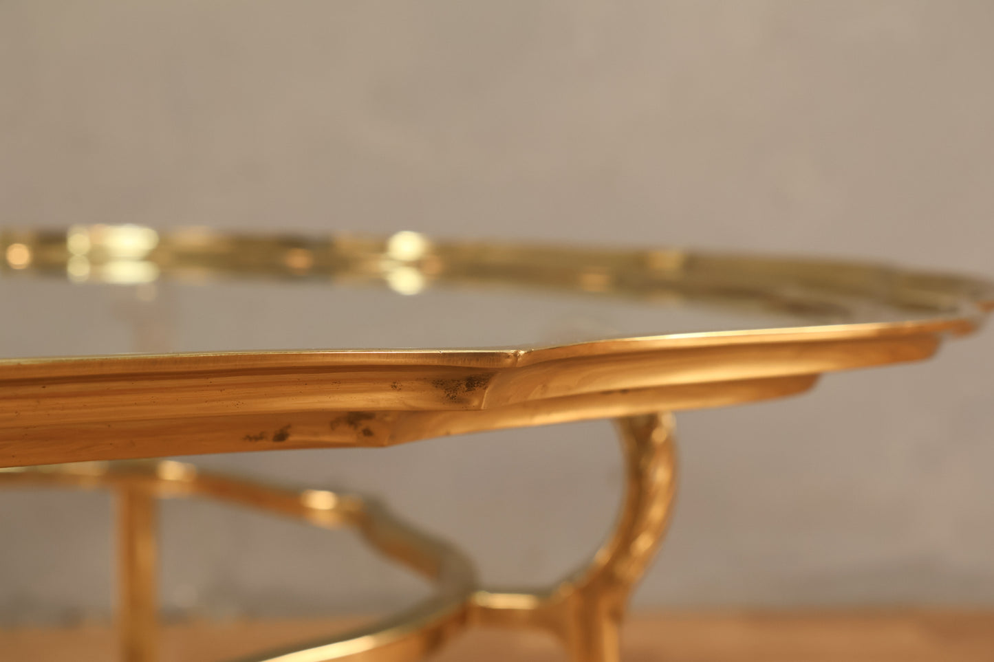 La Barge Scalloped Brass & Glass Coffee Table