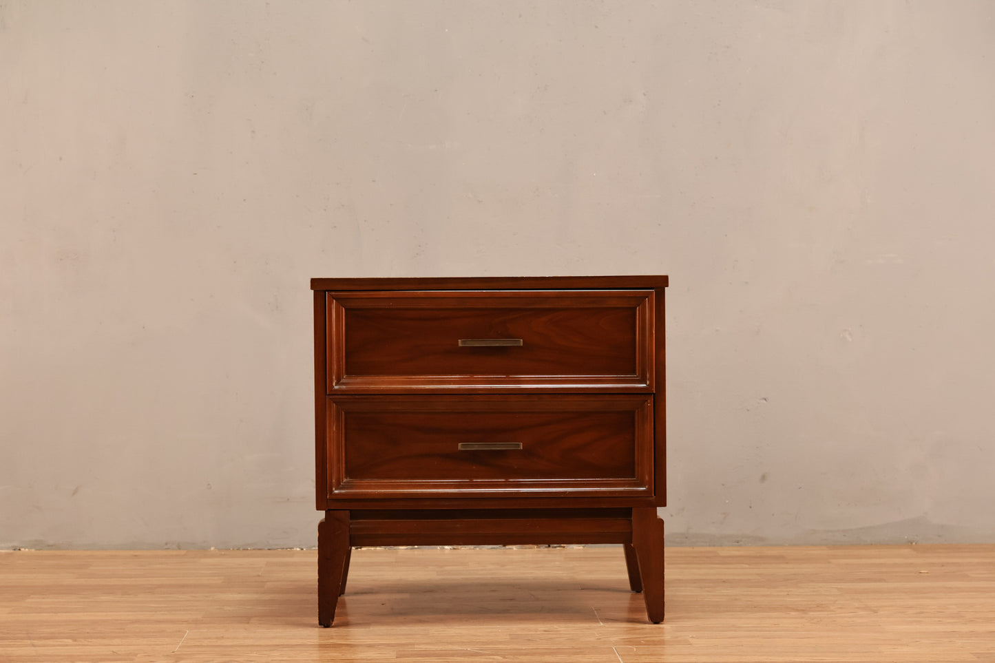 Mid Century Walnut 2-Drawer Nightstand