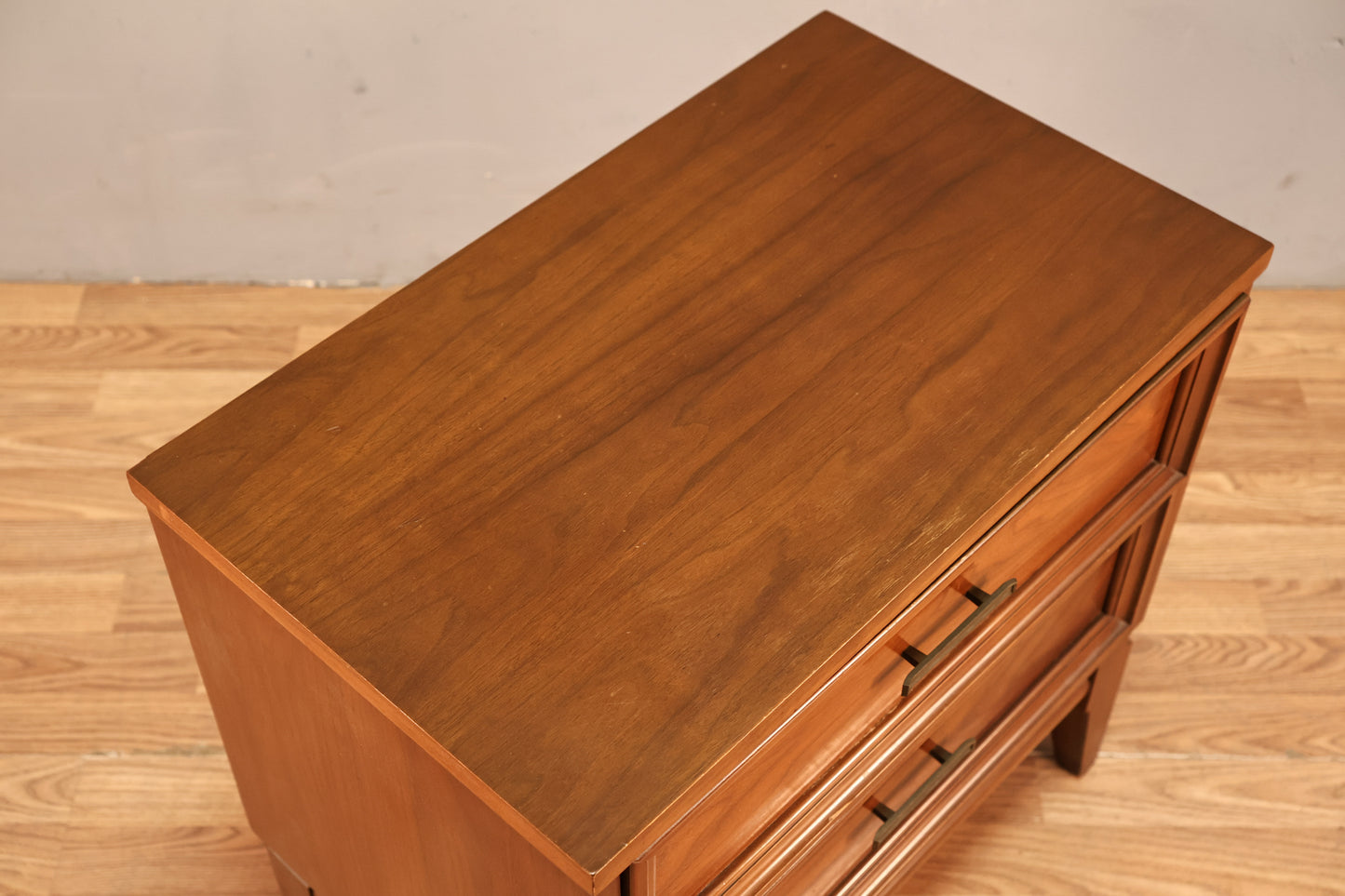 Mid Century Walnut 2-Drawer Nightstand