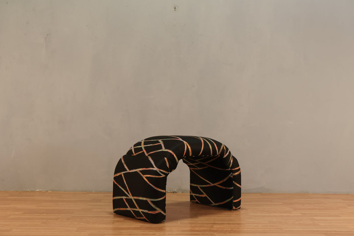 1980s Abstract Pastel Waterfall Bench