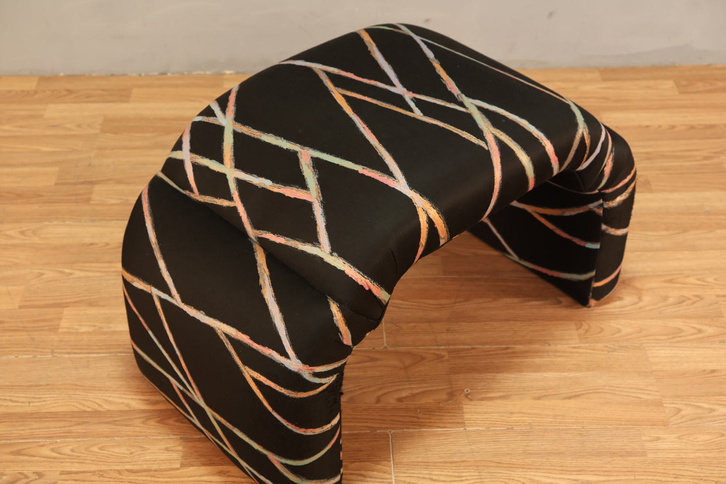 1980s Abstract Pastel Waterfall Bench