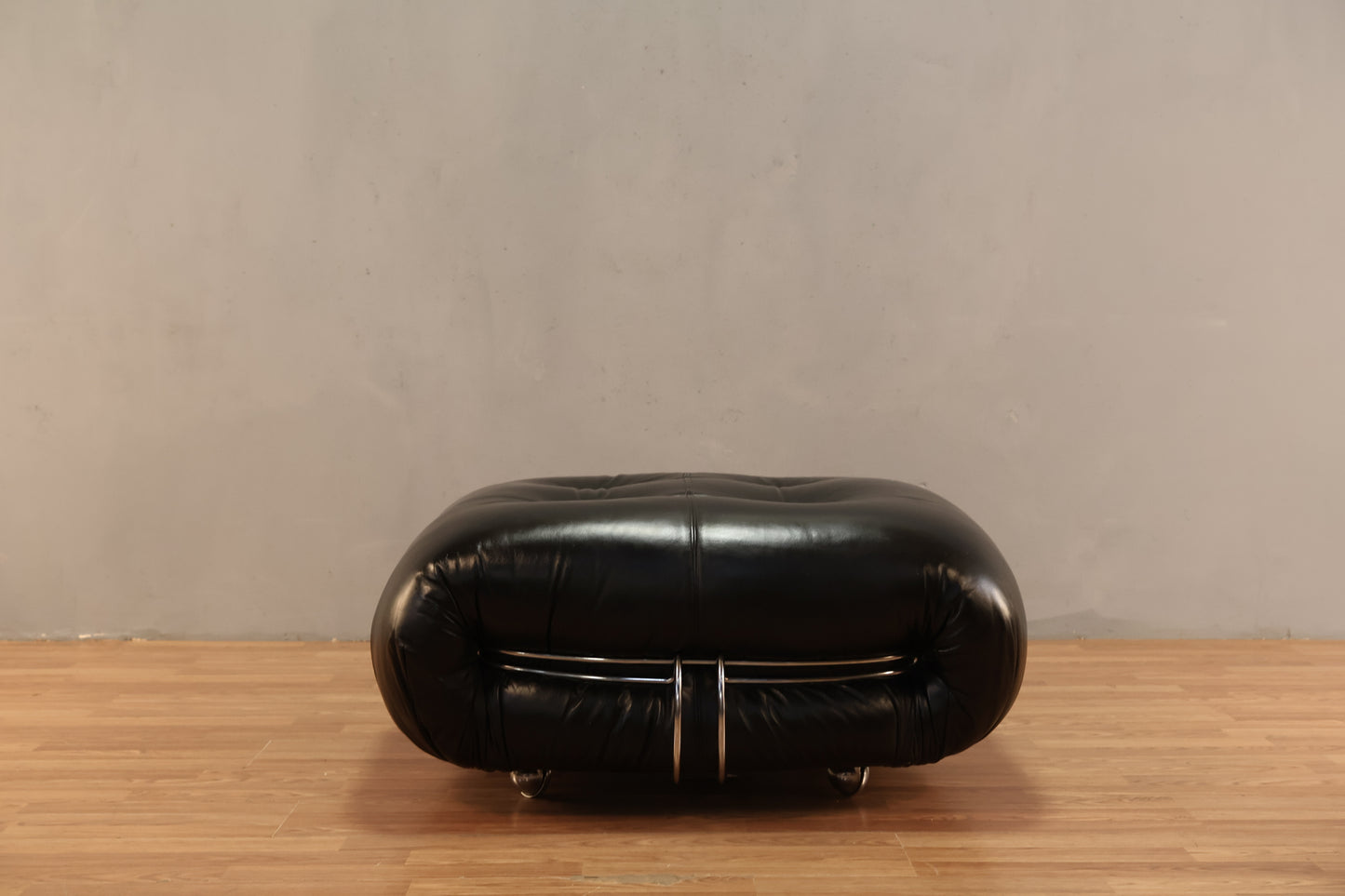 Cassina Black Leather Ottoman - ONLINE ONLY