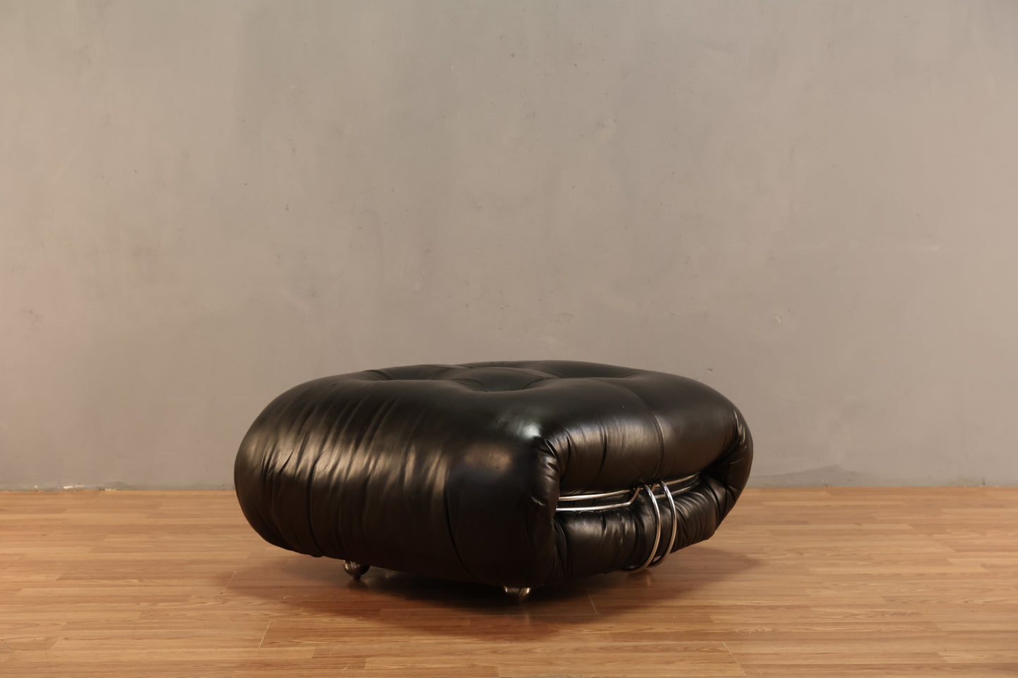 Cassina Black Leather Ottoman - ONLINE ONLY