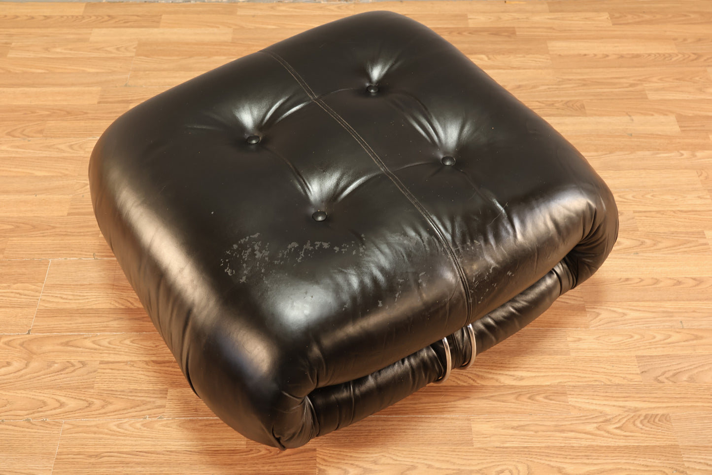 Cassina Black Leather Ottoman - ONLINE ONLY