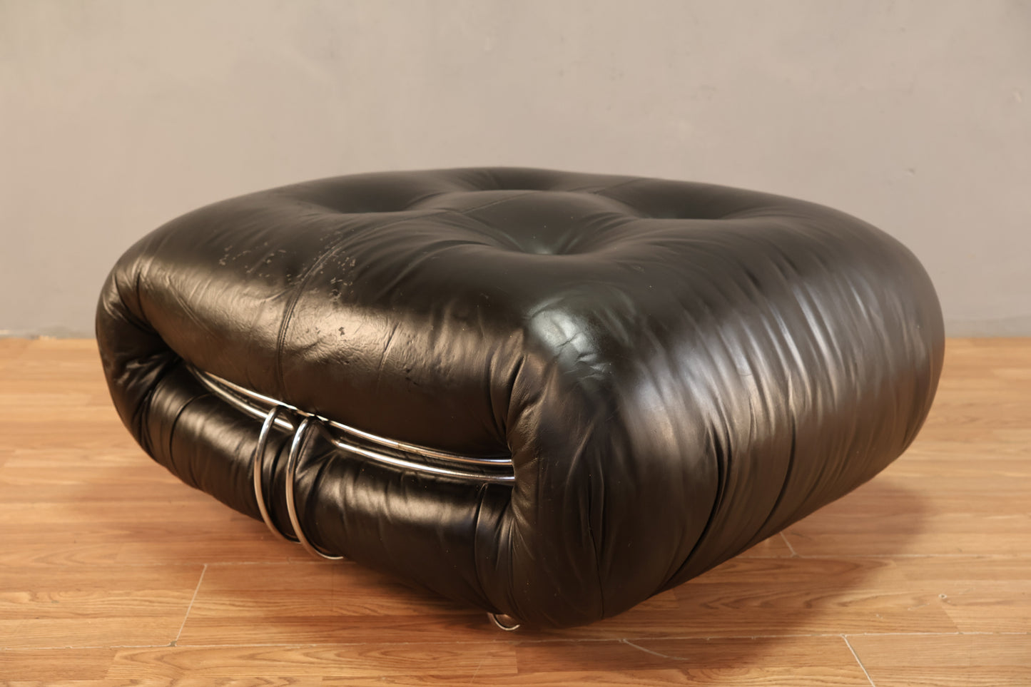 Cassina Black Leather Ottoman - ONLINE ONLY