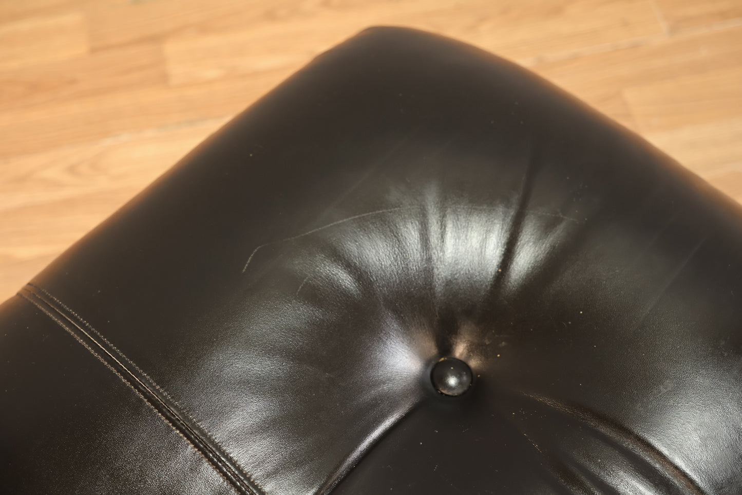 Cassina Black Leather Ottoman - ONLINE ONLY