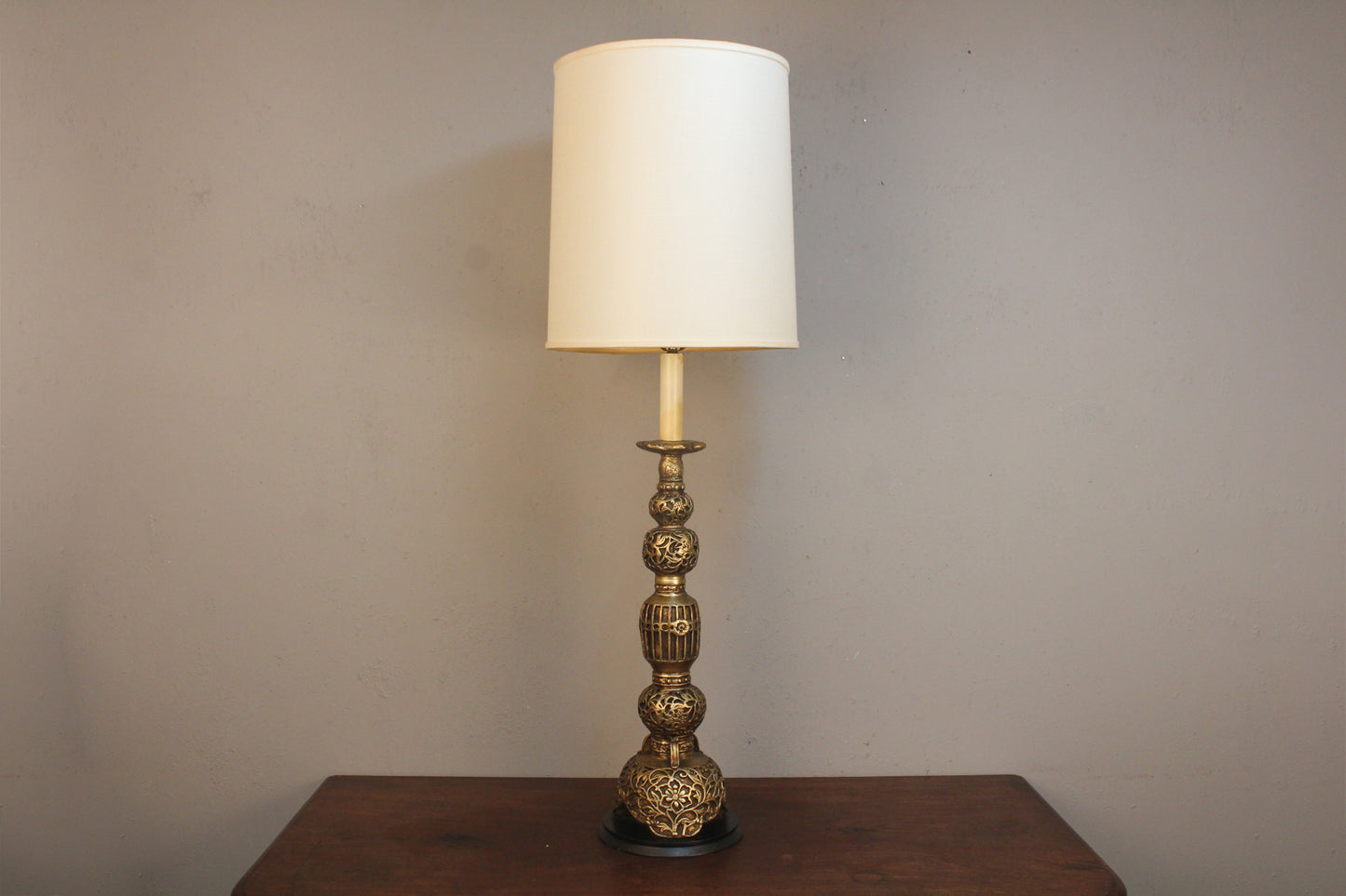 Extra-Tall Gold Plaster Table Lamp
