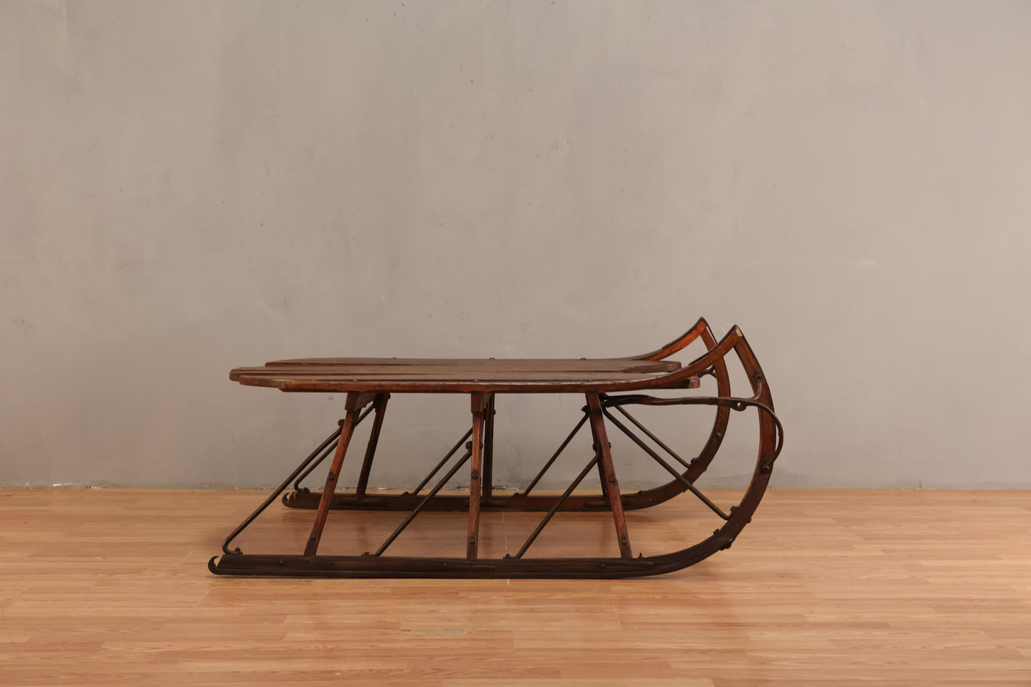Large Antique Oak & Iron Sled - ONLINE ONLY