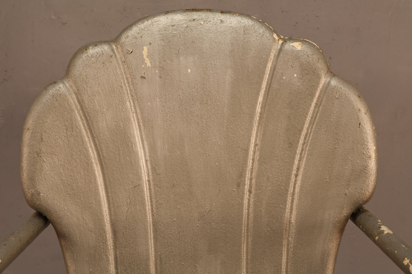 Rustic Metal & Silver Shell-Back Armchair