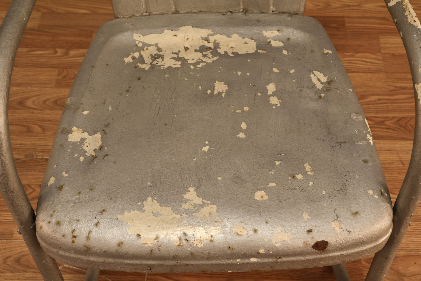 Rustic Metal & Silver Shell-Back Armchair