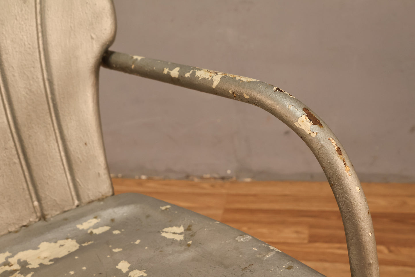 Rustic Metal & Silver Shell-Back Armchair