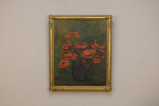 Red Poppy Still Life Oil Painting
