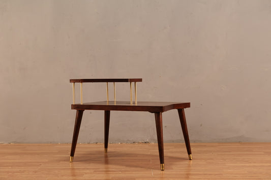 Atomic Laminate & Brass Stepback Table