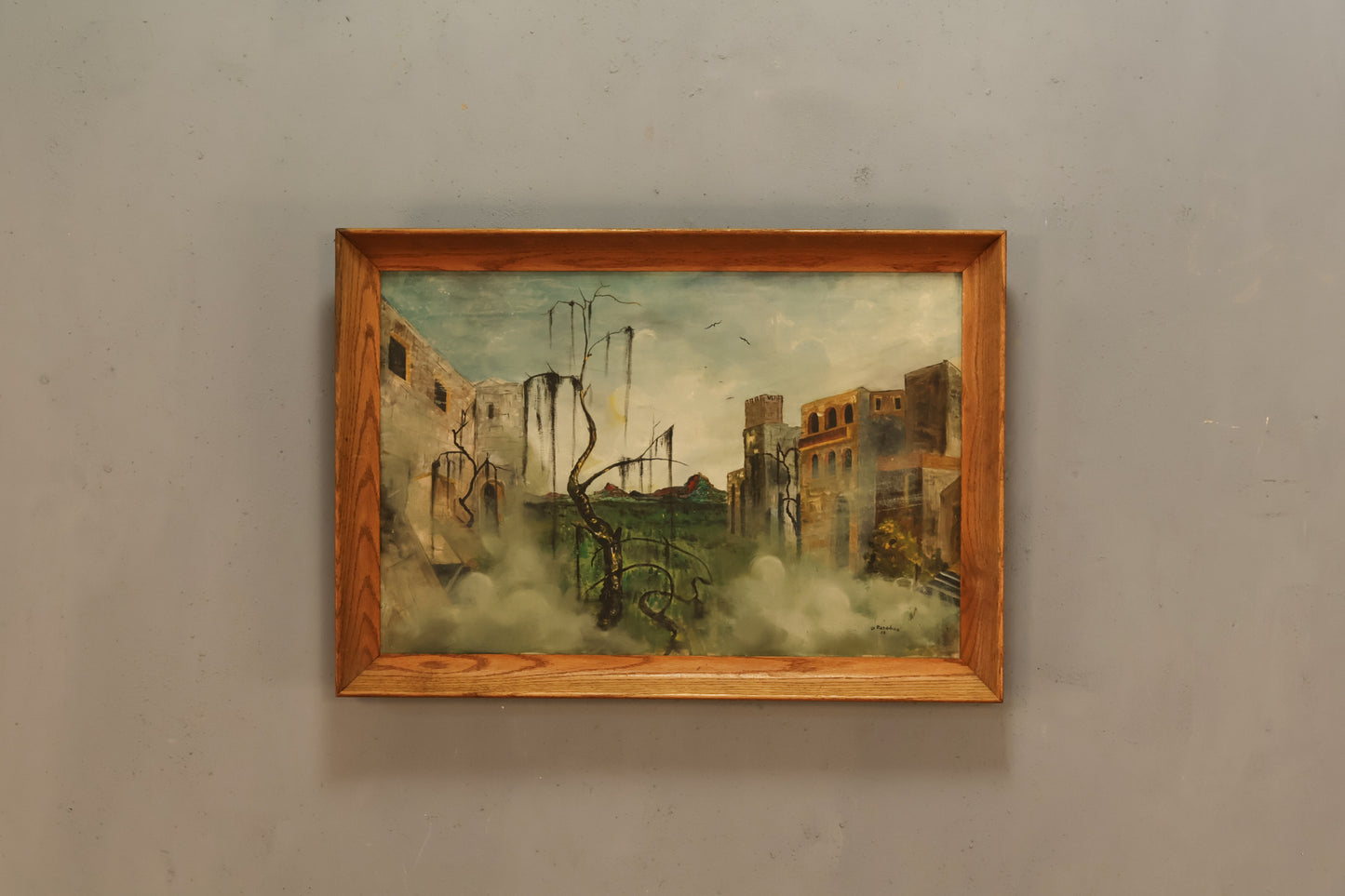 Mid Century "Desolate Ruins" Painting