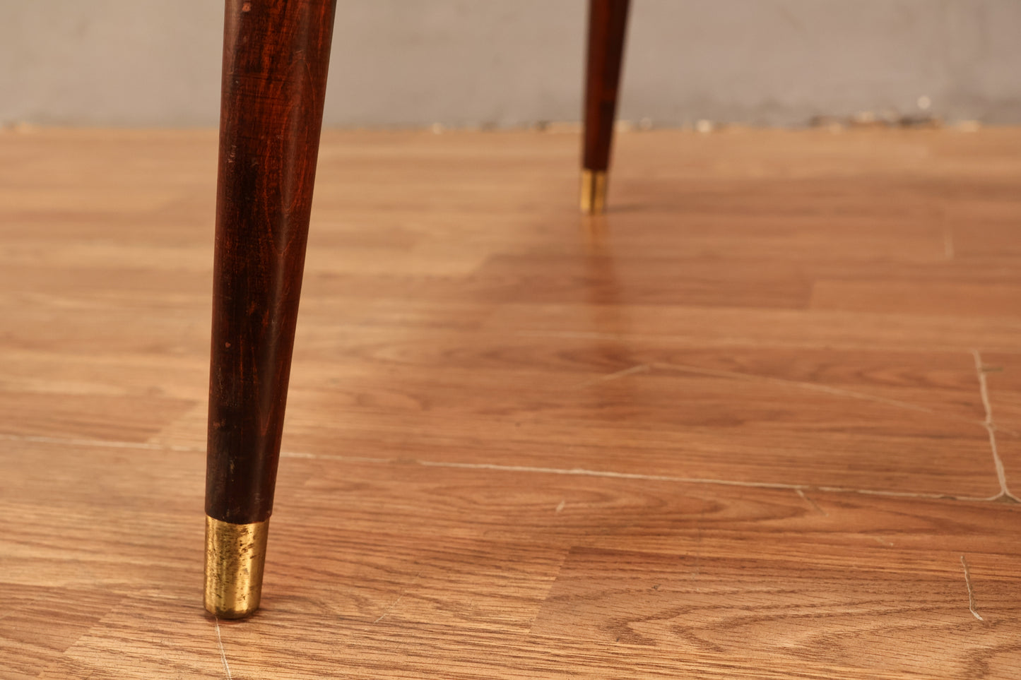 Atomic Laminate & Brass Stepback Table