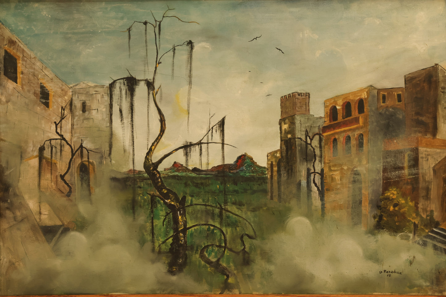 Mid Century "Desolate Ruins" Painting