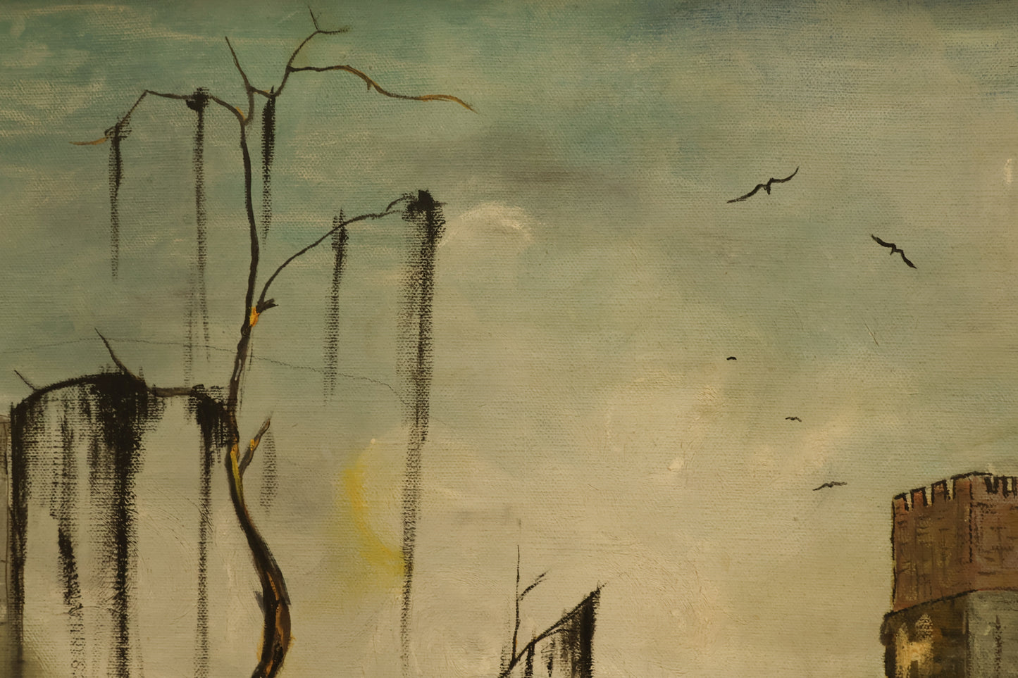 Mid Century "Desolate Ruins" Painting