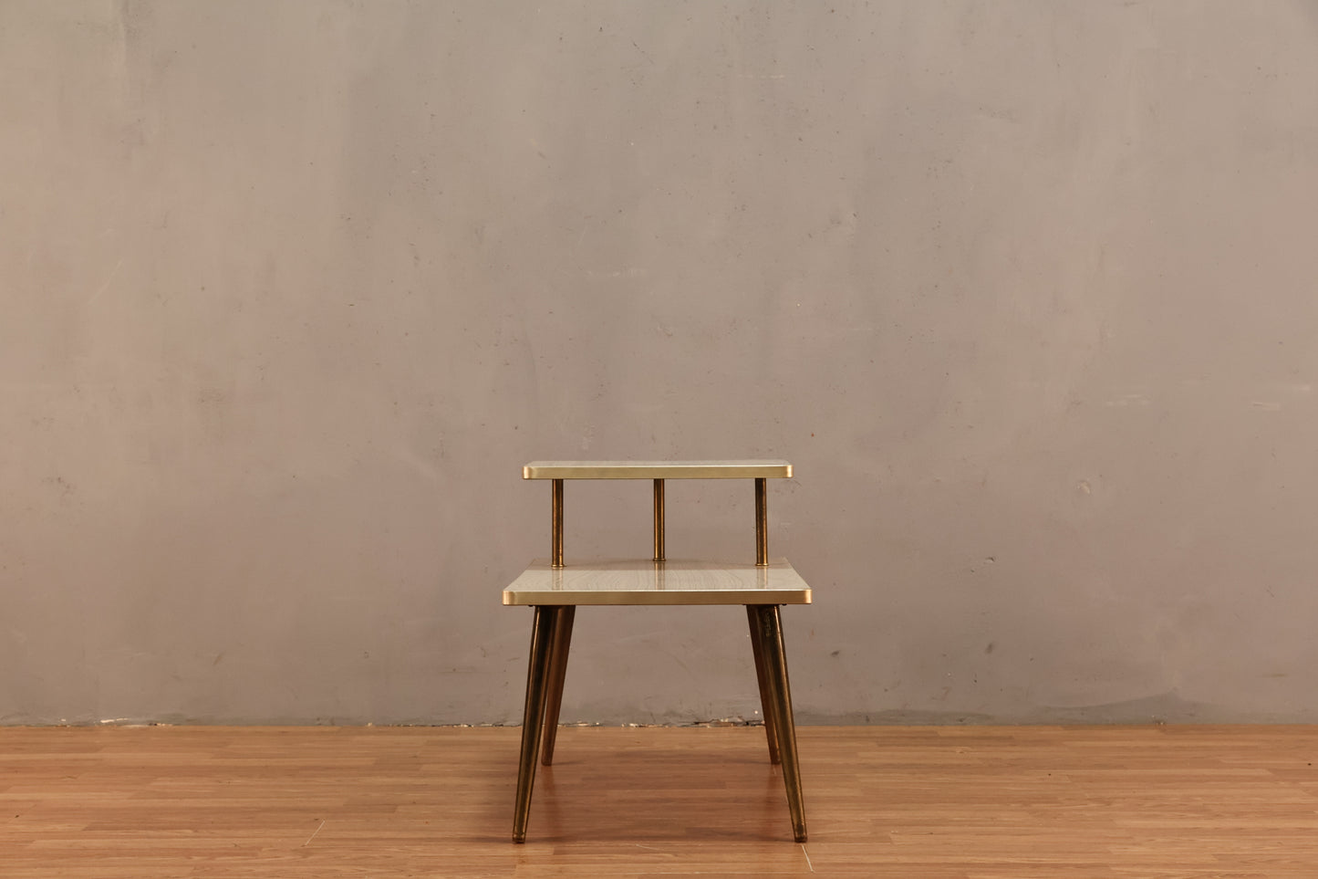 Ash Laminate & Brass Stepback Table