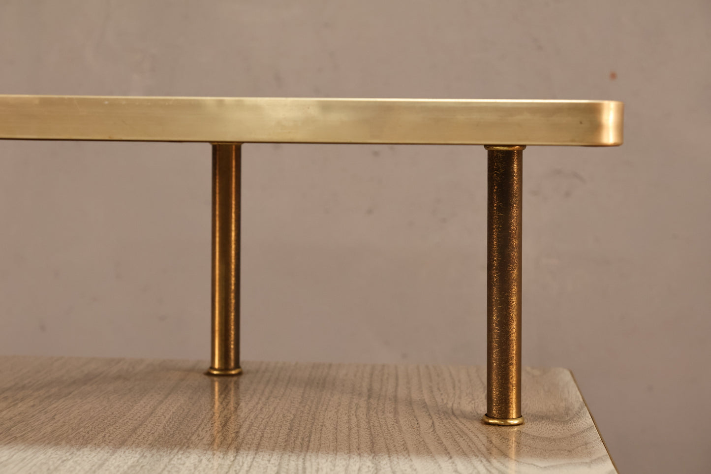 Ash Laminate & Brass Stepback Table
