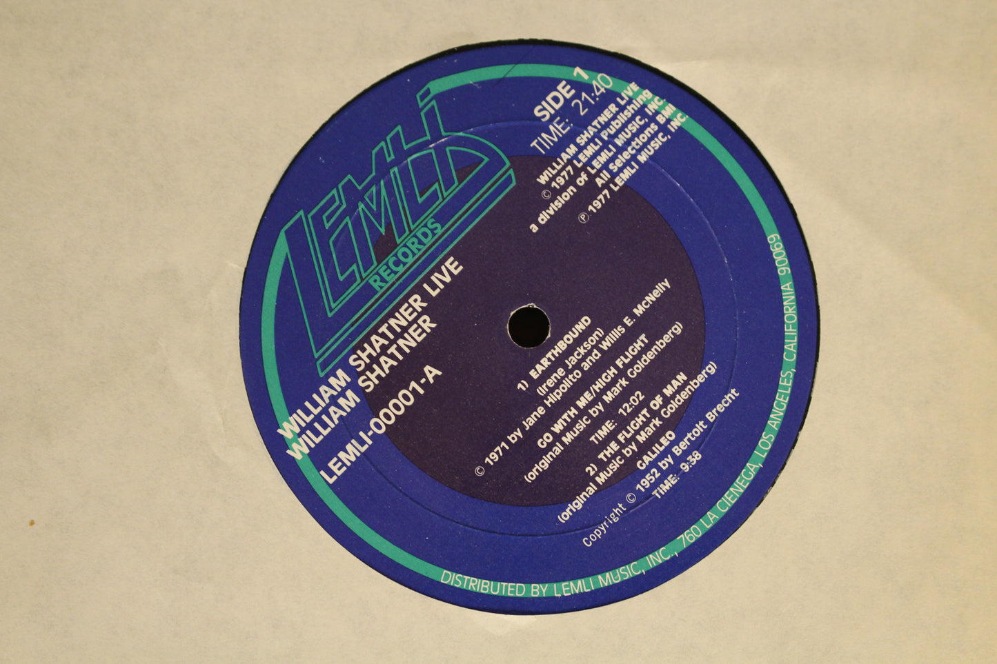 William Shatner "Live" 1977 2xLP