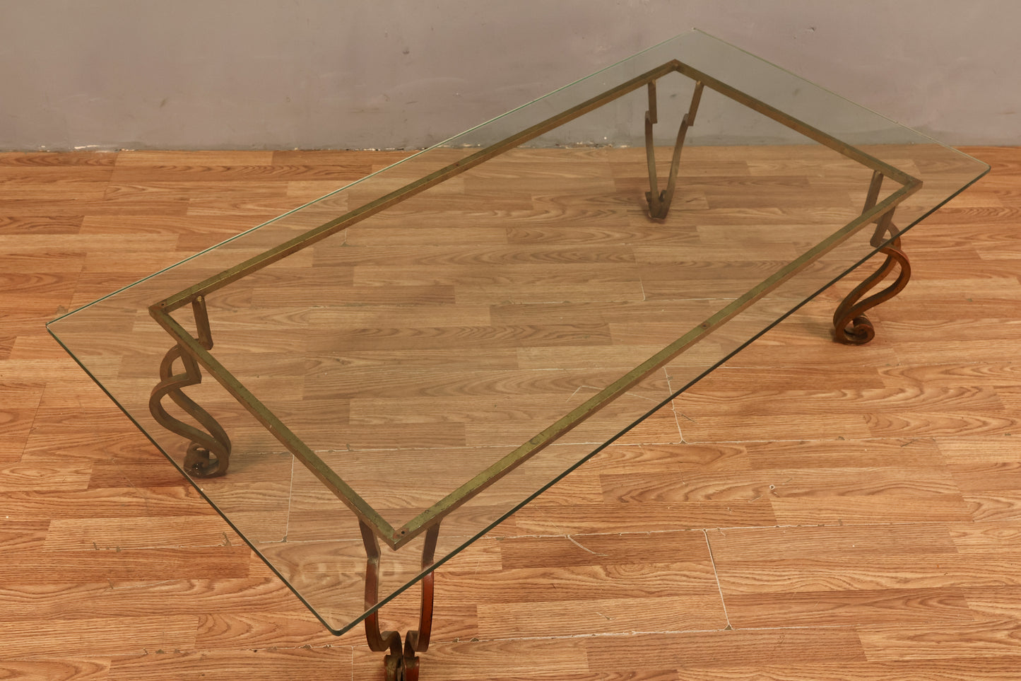 Large Gold & Glass Coffee Table - ONLINE ONLY
