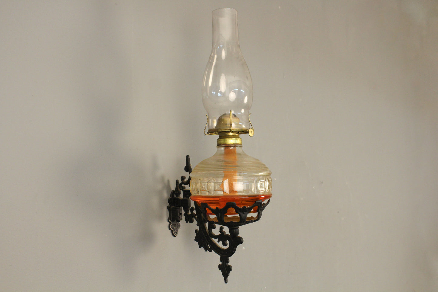 Cast Iron & Glass Oil Wall Sconce