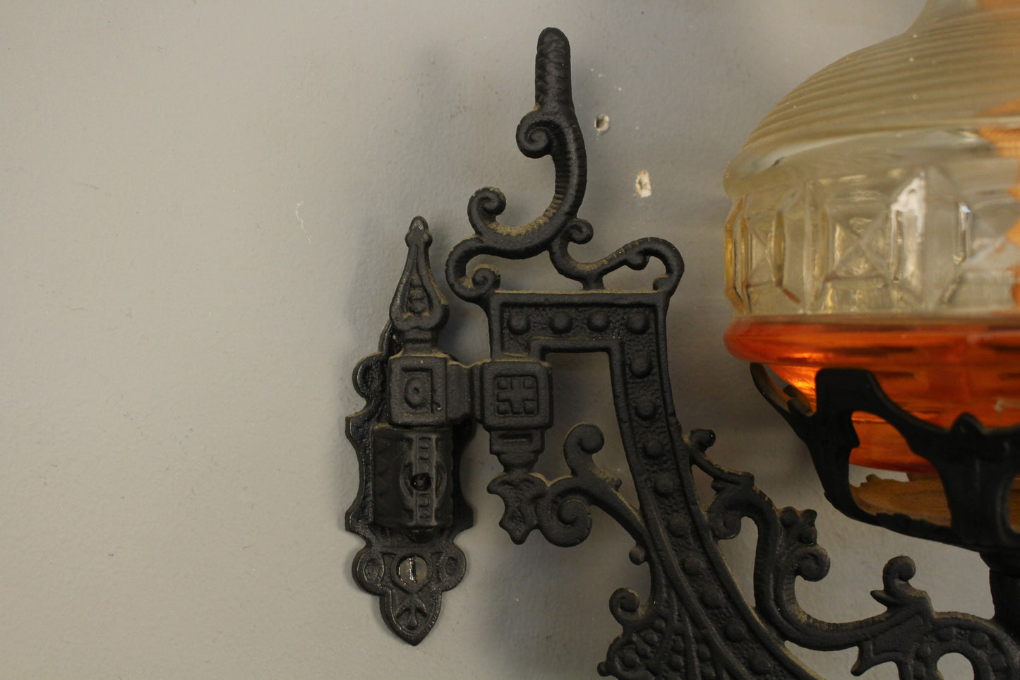 Cast Iron & Glass Oil Wall Sconce