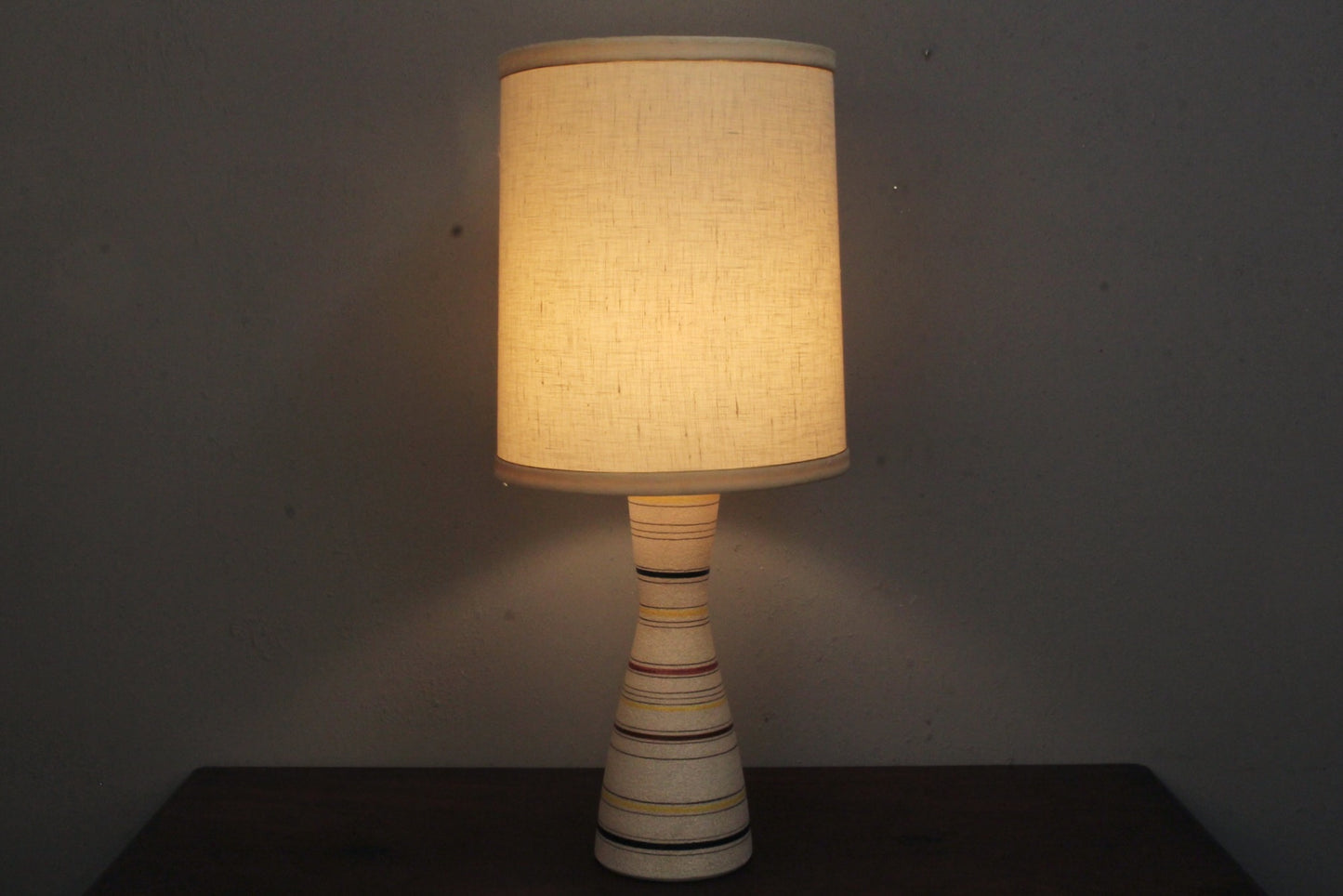 Large Raymor Striped Chalkware Table Lamp