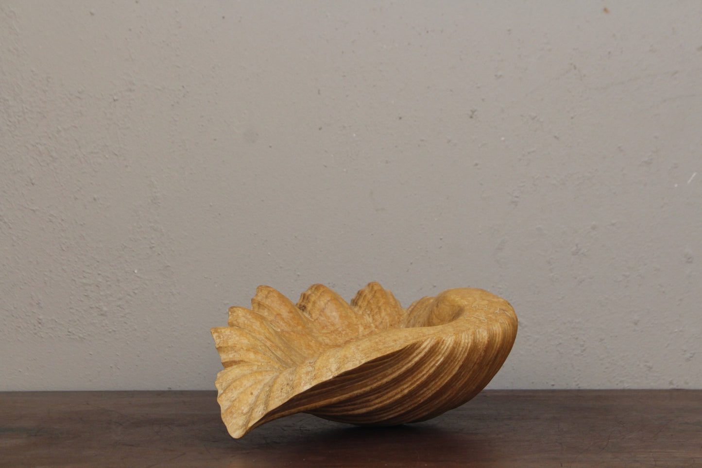 Carved Wooden Seashell Bowl