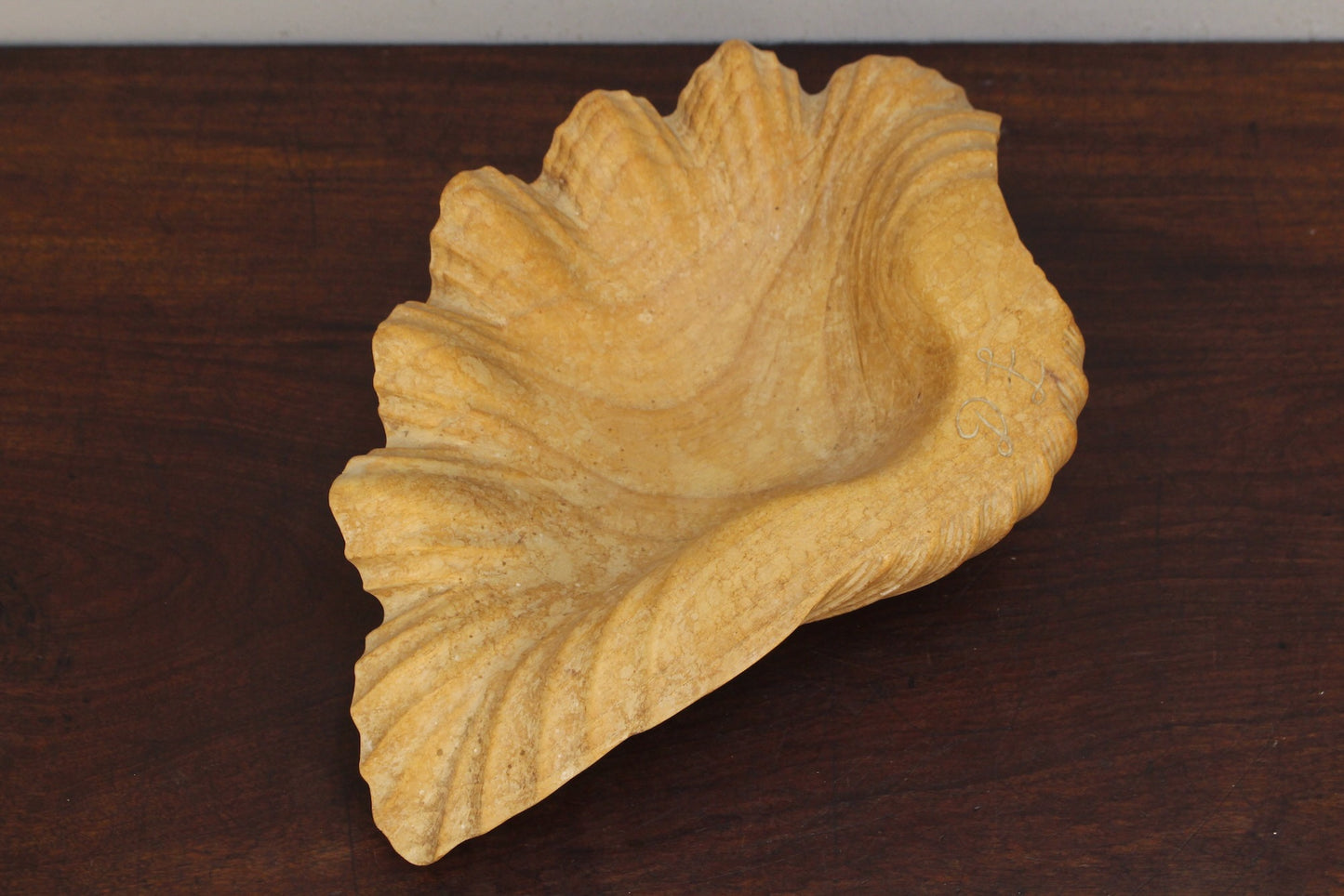 Carved Wooden Seashell Bowl