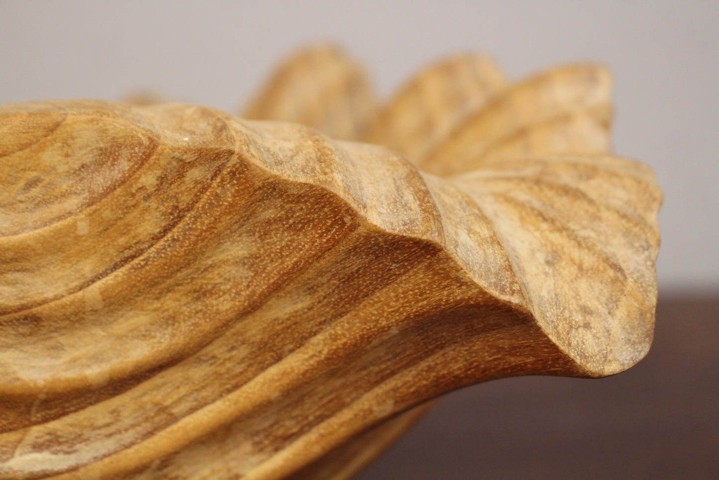 Carved Wooden Seashell Bowl