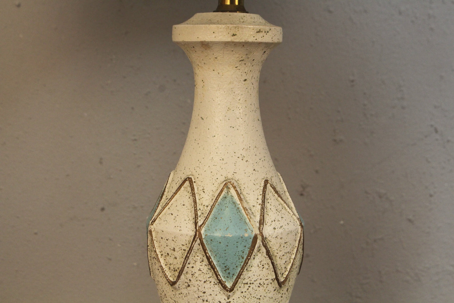 White & Blue Argyle Chalkware Table Lamp