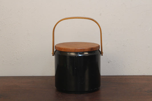 Georges Briard Teak & Black Vinyl Ice Bucket