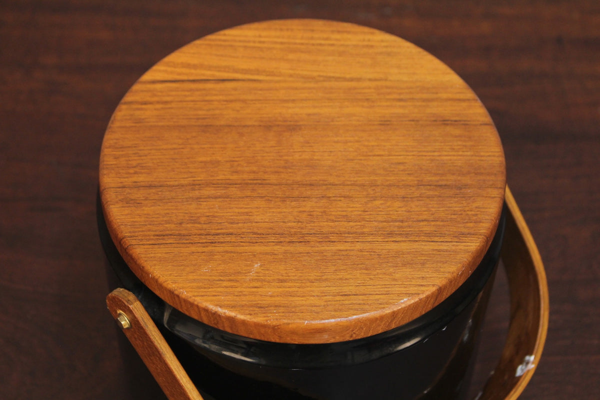 Georges Briard Teak & Black Vinyl Ice Bucket