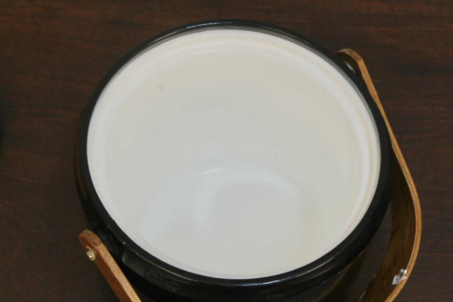 Georges Briard Teak & Black Vinyl Ice Bucket