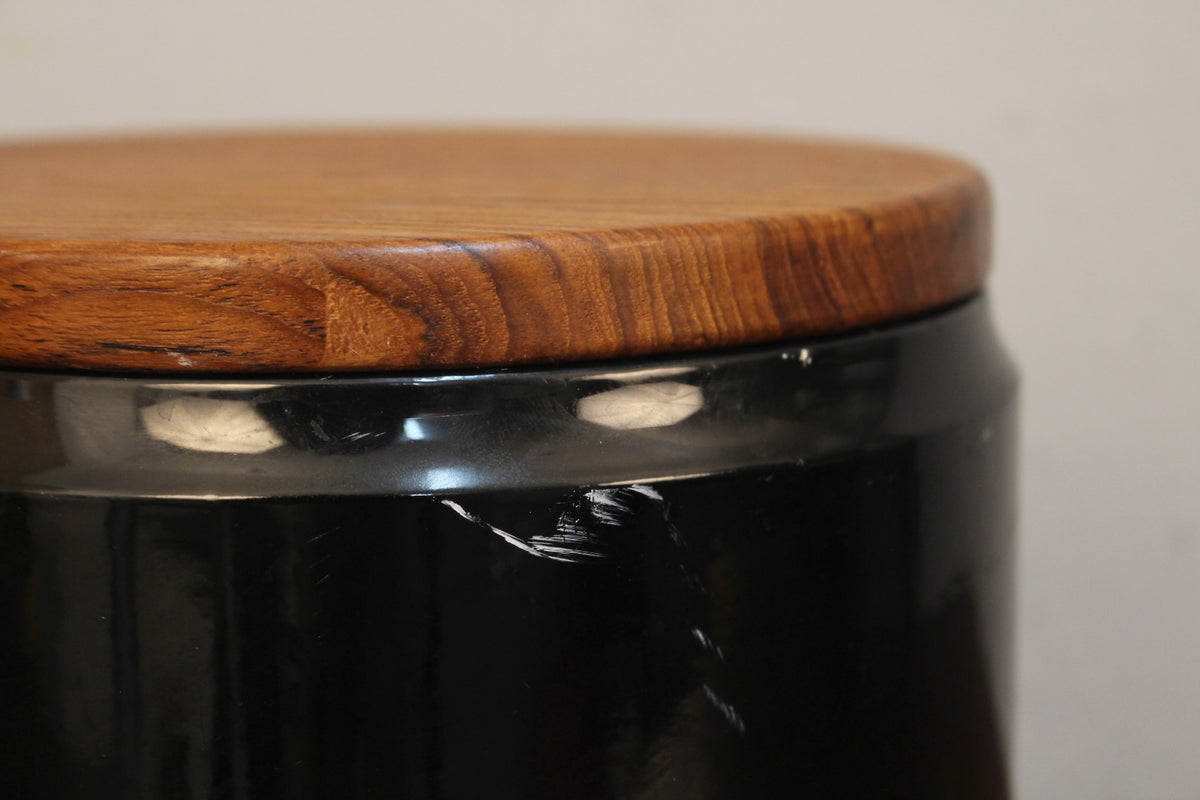 Georges Briard Teak & Black Vinyl Ice Bucket