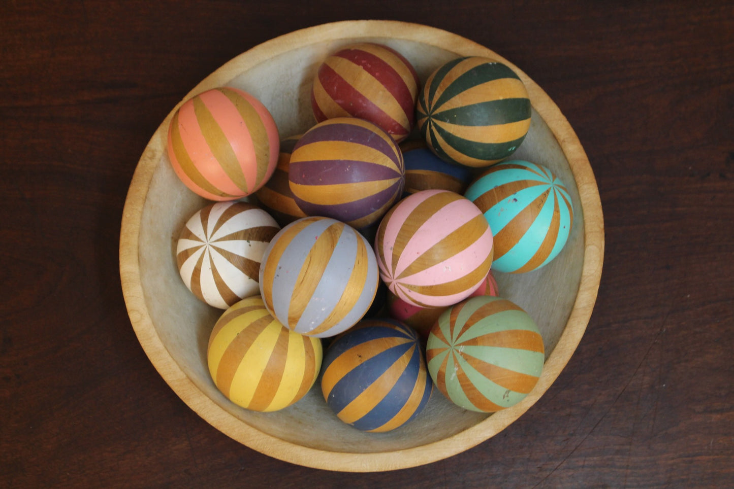 Bowl of Painted Wooden Balls