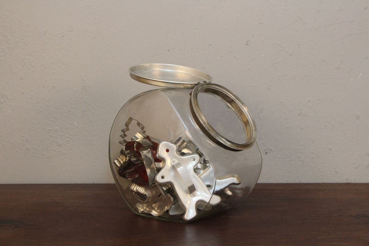 Lot of Assorted Cookie Cutters with Jar