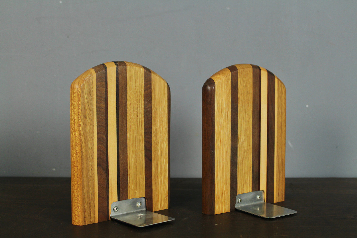 Pair of Striped Wood Bookends