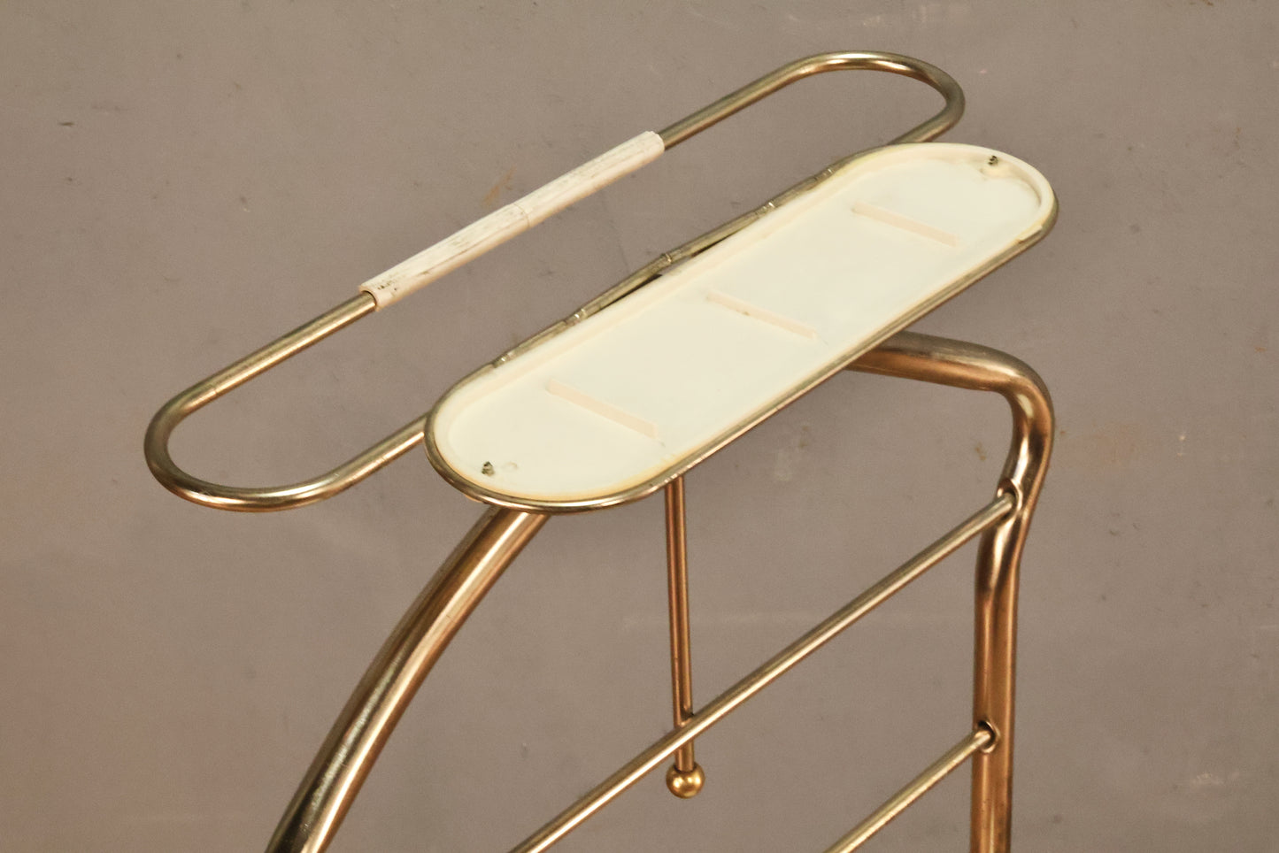 White Vinyl & Brass Valet Stand