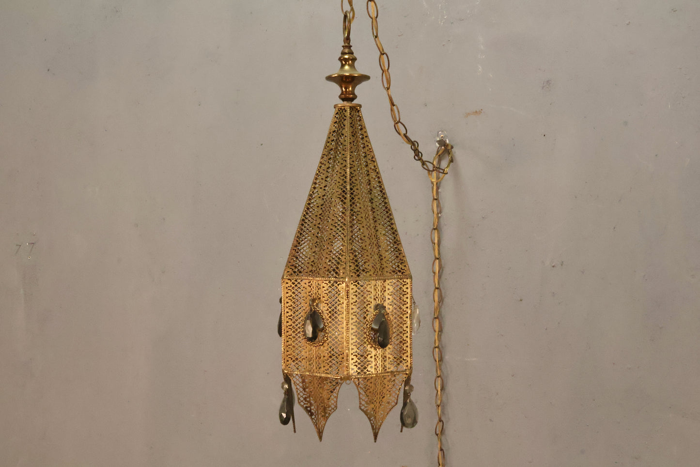 Moroccan Perforated Brass Swag Lamp