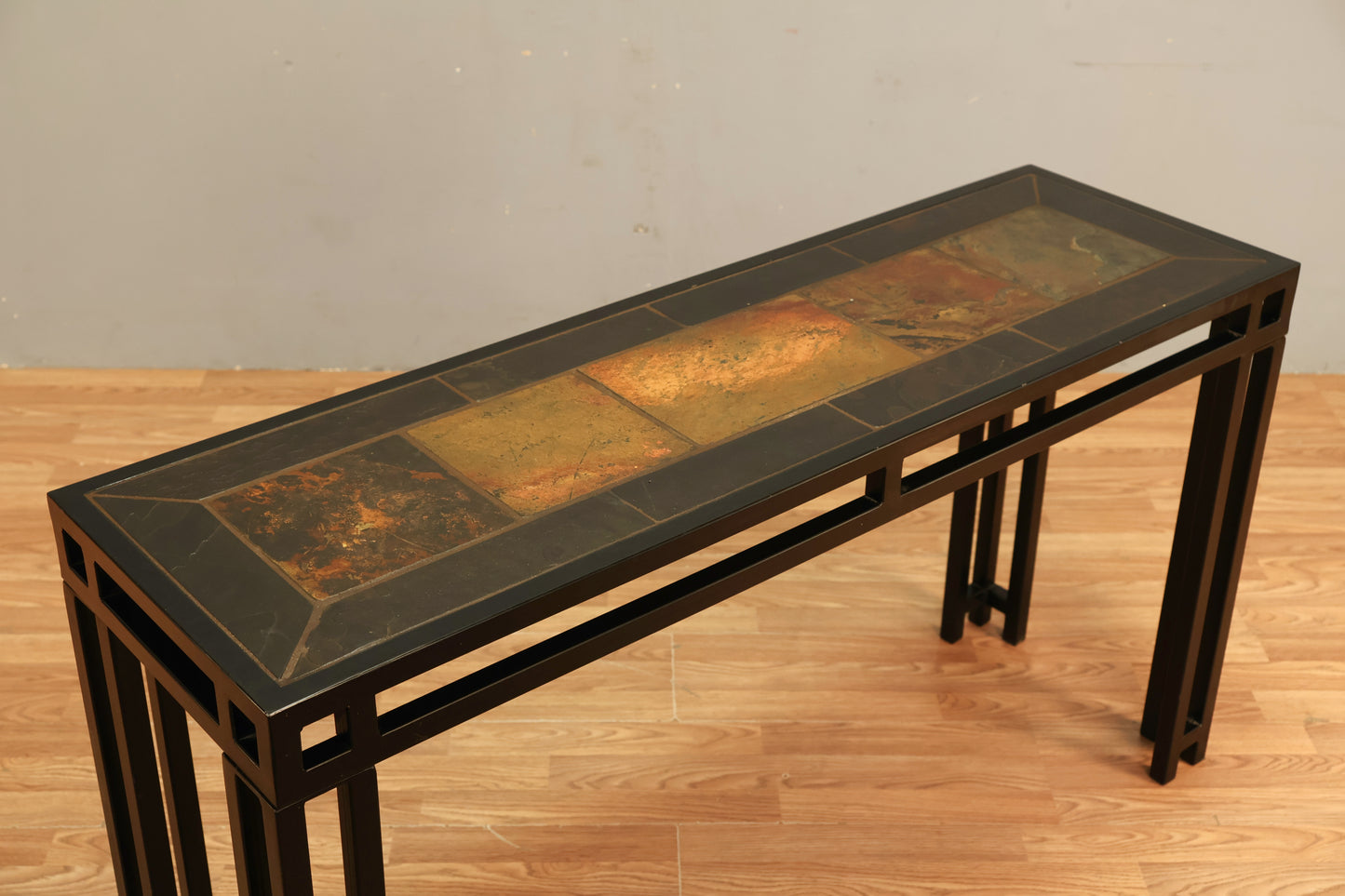 Contemporary Iron & Stone Console Table - ONLINE ONLY