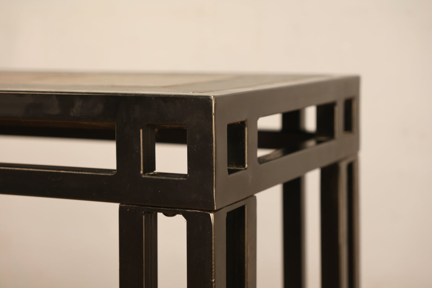 Contemporary Iron & Stone Console Table - ONLINE ONLY